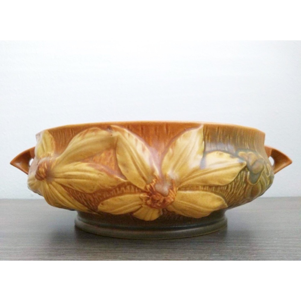 Vintage Roseville USA Clematis Console Bowl 459-10